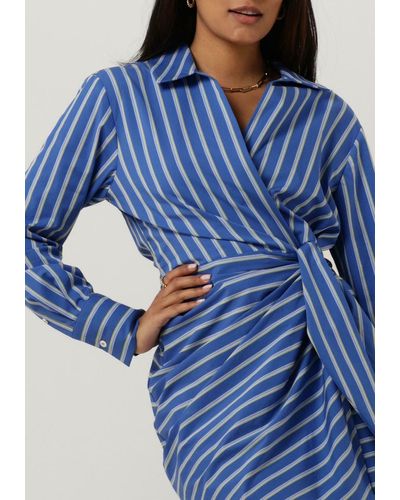 Tommy Hilfiger Minikleid Co Stripe Short Wrap Shirt Dress - Blau