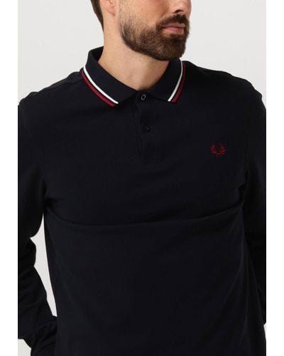 Fred Perry Polo-shirt Twin Tipped Shirt Long Sleeve - Schwarz