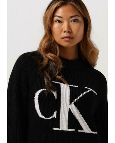 Calvin Klein Pullover Blown Up Ck High Neck Sweater - Natur