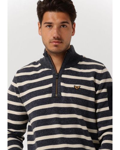 PME LEGEND Pullover Half Button + Zip Collar Cotton Rib Knit - Schwarz