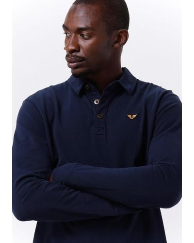 PME LEGEND Polo-shirt Long Sleeve Polo Pique Garment Dye - Blau
