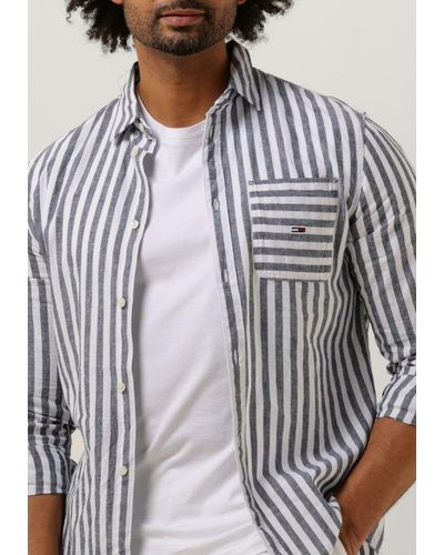 Tommy Hilfiger Casual-oberhemd Tjm Clsc Ls Stripe Linen Shirt Blau/weiß - Natur
