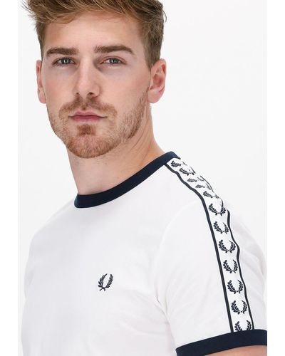 Fred Perry T-shirt Taped Ringer T-shirt Nicht-gerade - Blau