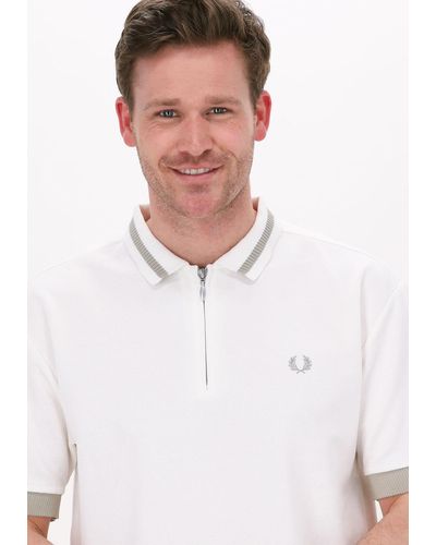 Fred Perry Polo-shirt Zip Neck Polo Shirt Nicht-gerade - Weiß