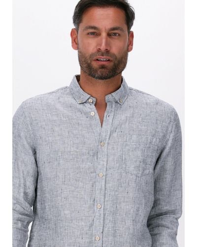 Dstrezzed Casual-oberhemd Shirt Button Down Linen Melange - Blau