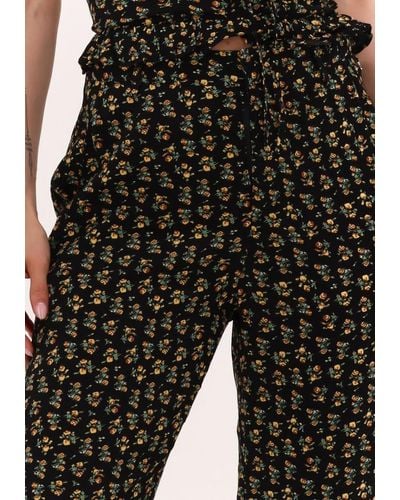 Colourful Rebel Hose Diana Small Flower High Rise Straight Pants - Schwarz