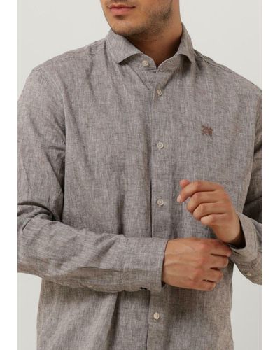 Vanguard Casual-oberhemd Long Sleeve Shirt Linen Cotton Blend 2 Tone - Grau