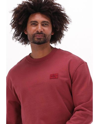 Calvin Klein Sweatshirt Shrunken Badge Crew Neck - Rot