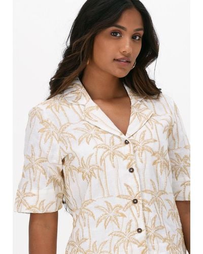 Scotch & Soda Bluse Embroidered Linen Hawaiian Shirt - Weiß