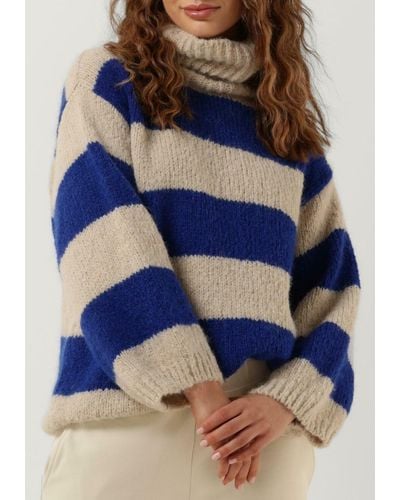 10Days Rollkragenpullover Block Stripe Sweater - Blau