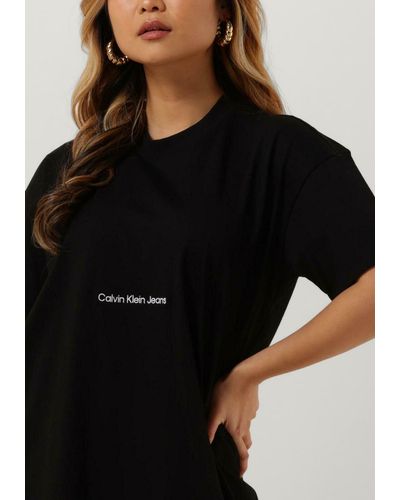 Calvin Klein Midikleid Institutional Long T-shirt Dress - Schwarz