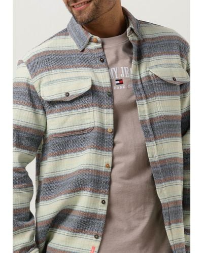 Scotch & Soda Overshirt Regular-fit Basket Weave Gradient Stripe Shirt - Grau