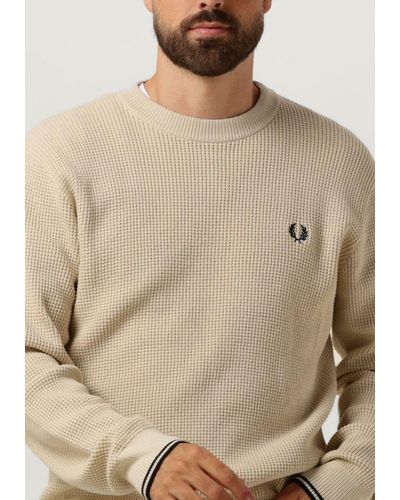 Fred Perry Pullover Waffle Stitch Crew Neck Jumper - Natur