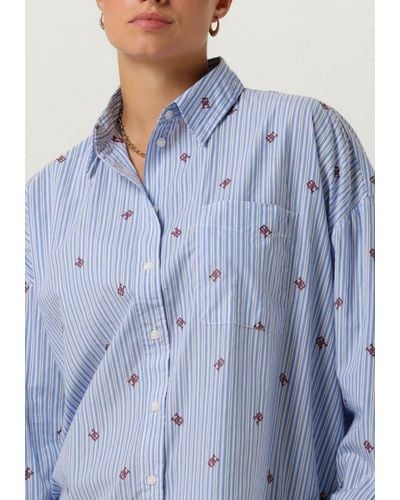 Tommy Hilfiger Bluse Cmd Stripe New Oversizd Co Shirt - Blau
