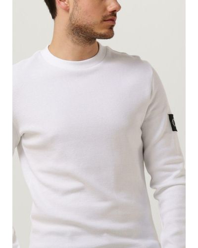 Calvin Klein Sweatshirt Monogram Badge Waffle Ls Tee - Weiß