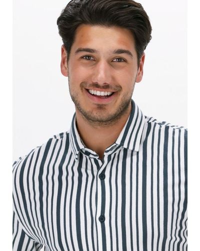 Cast Iron Casual-oberhemd Short Sleeve Shirt Knitted Stripe With Structure Nicht-gerade - Schwarz