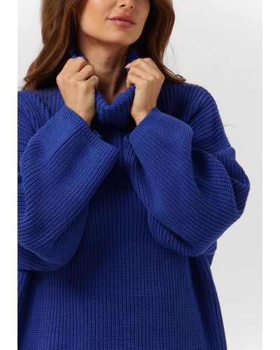 Another Label Minikleid Myra Knitted Pull L/s - Blau