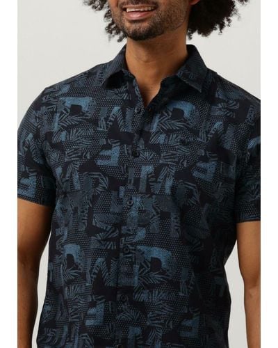 PME LEGEND Casual-oberhemd Short Sleeve Shirt Print On Ctn Slub - Blau