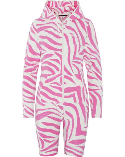 OnePiece Zebra fitted short jumpsuit pink