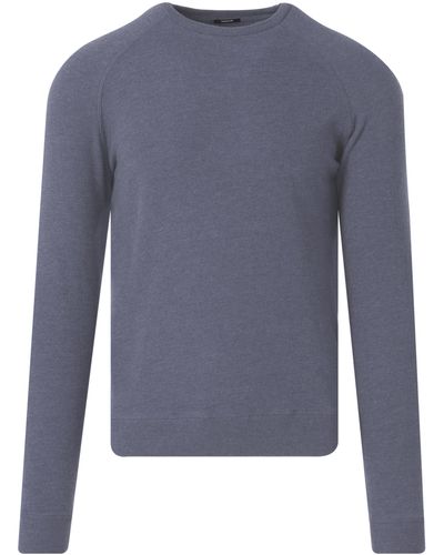 Denham Jv Raglan Trui Ronde Hals - Blauw