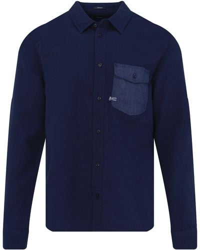Denham Worker Casual Overhemd Lm - Blauw