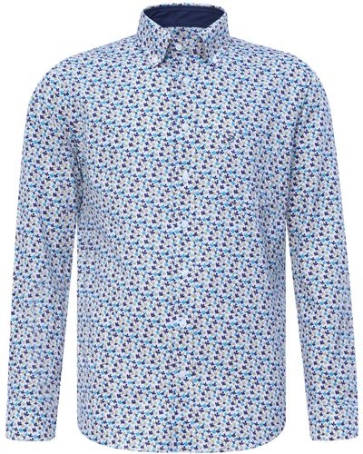 Campbell Classic Casual Overhemd Lm - Blauw