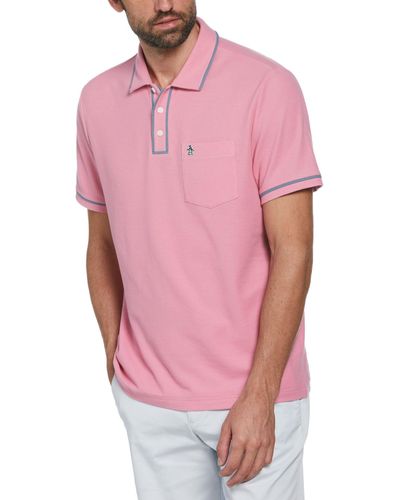 Original Penguin Organic Cotton The Earl Pique Short Sleeve Polo Shirt In Wild Rose - Pink