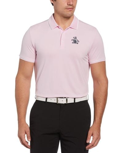 Original Penguin Oversized Pete Tipped Short Sleeve Golf Polo Shirt In Gelato Pink - Multicolour