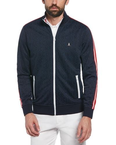 Original Penguin Double Knit Logo Track Jacket In Dark Sapphire - Blue