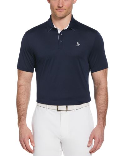Original Penguin Original Block Design Short Sleeve Golf Polo Shirt In Black Iris - Blue