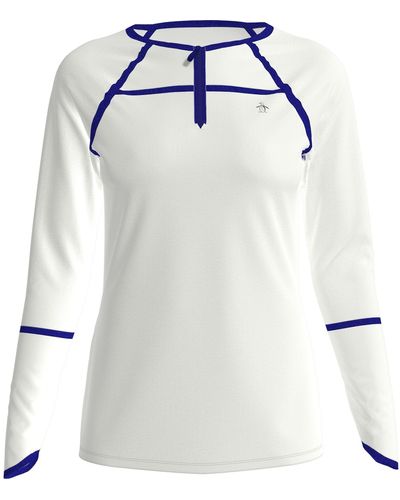 Original Penguin Women's Mesh Insert Raglan Tennis T-shirt In Bright White - Blue