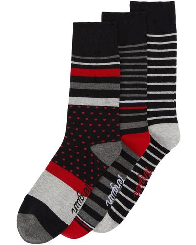 Original Penguin 3 Pack Spot And Stripe Design Ankle Socks In Black And Red
