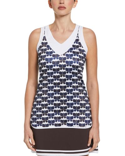 Original Penguin Women's Geo Butterfly Tennis T-shirt In Bright White - Blue