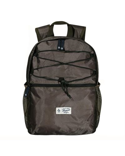 Original Penguin Nessa Rip Stop Backpack With Bungee Cord In Olive - Black