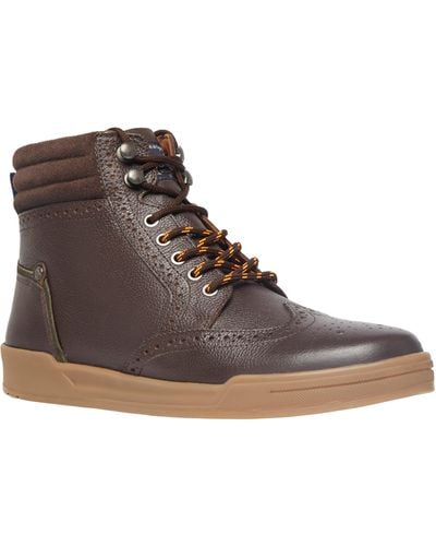 Original Penguin Military Boot In Leather Brown