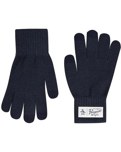 Original Penguin Nathan Classic Knit Glove In Black In True Blue