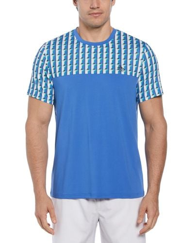 Original Penguin Geo Print Performance Short Sleeve Tennis T-shirt In Nebulas - Blue