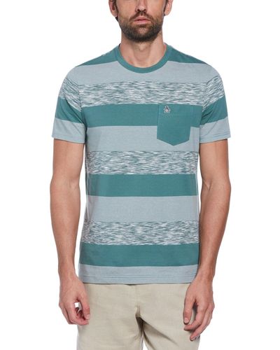 Original Penguin Colour Block T-shirt In Sea Pine - Blue