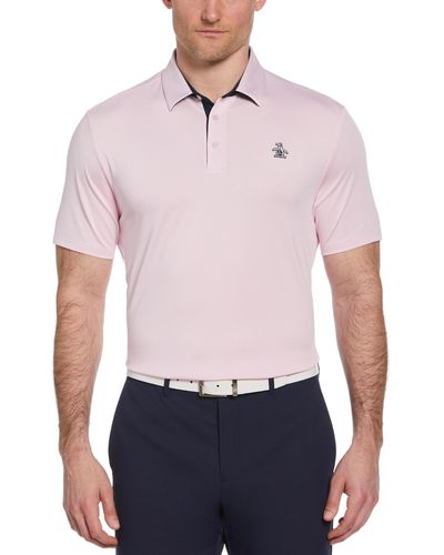 Original Penguin Original Block Design Short Sleeve Golf Polo Shirt In Gelato Pink - Blue