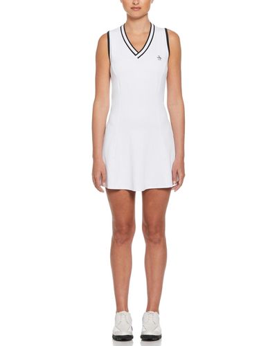 Original Penguin Women's Contrast Stripe Tennis Dress In Bright White