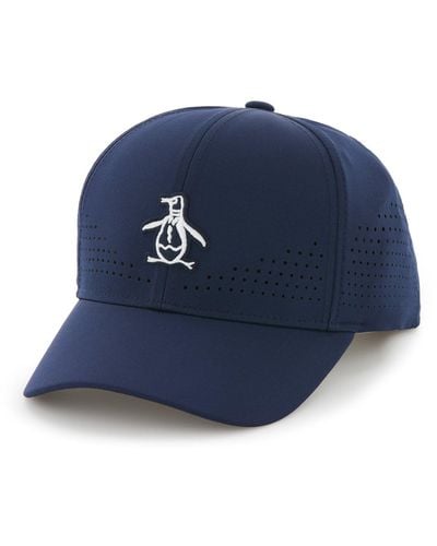 Original Penguin Country Club Perforated Golf Cap In Black Iris - Blue