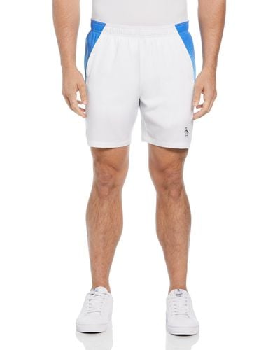 Original Penguin Tennis Performance 7" Inseam Ombre Colour Block Shorts In Bright White - Blue