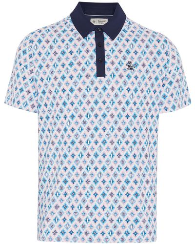 Original Penguin All-over Atomic Cocktail Print Short Sleeve Golf Polo Shirt In Black Iris - Blue