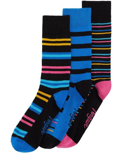 Original Penguin 3 Pack Stripe Design Ankle Socks In Black And Blue