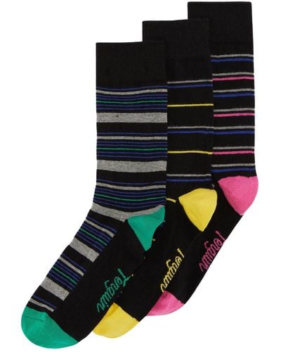 Original Penguin 3 Pack Stripe Design Ankle Socks In Black And Grey - Multicolour