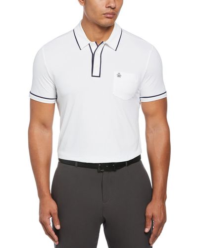 Original Penguin Technical Earl Short Sleeve Golf Polo Shirt In Bright White