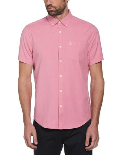 Original Penguin Ecovero Short Sleeve Oxford Shirt In Wild Rose - Pink