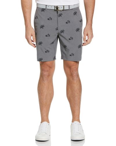 Original Penguin Karaoke Print Golf Shorts In Dark Caviar Heather - Blue