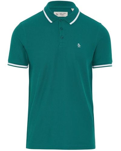 Original Penguin Short Sleeve Polo Shirt With Contrast Tipping In Pacific - Green