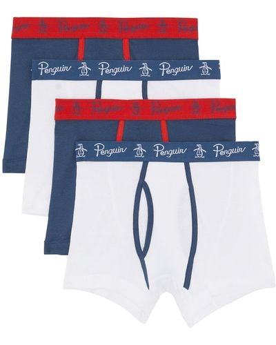 Original Penguin 4 Pack Keyhole Underwear In Red, Navy And White - Blue